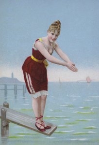 Mujer en un trampolín en la playa de European School